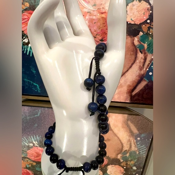Handmade genuine gemstone bracelet. This Blue Tiger’s Eye bracelet is adjustable - Picture 4 of 10